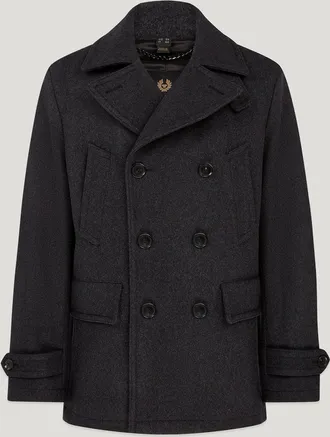 Belstaff Milford Peacoat Mens Wool Cashmere Blend Charcoal Size UK 34