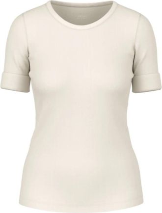 Marc Cain Fijngebreid T-shirt - Dames - T-shirts - Grijs - 2XL - Katoen - Tops