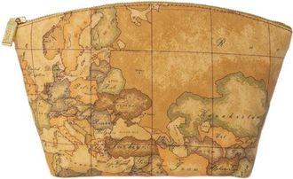 Alviero Martini 1A Classe World Map Cosmetic Case - Dames - Toilettassen - Beige - ONE Size - Katoen - Tassen