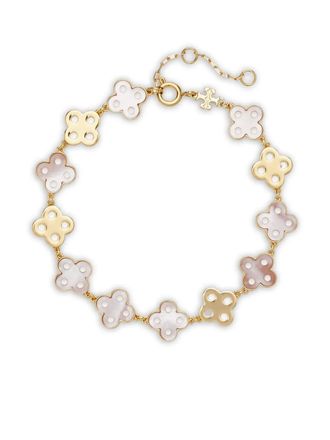 Tory Burch clover gold-tone bracelet - women - Mother of Pearl/18kt Gold Plated Brass - One Size