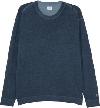 C.P. Company Double-dyed Sweatshirt - Heren - Ronde hals truien - Blauw - M - Katoen - Truien & Vesten