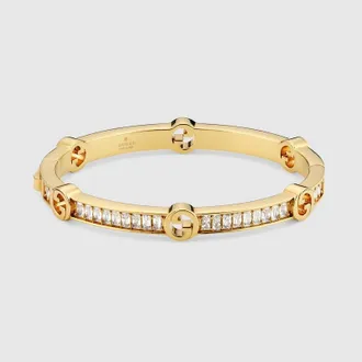 Gucci Blondie Crystal Bangle Bracelet, Gold-toned metal, Gold-toned metal