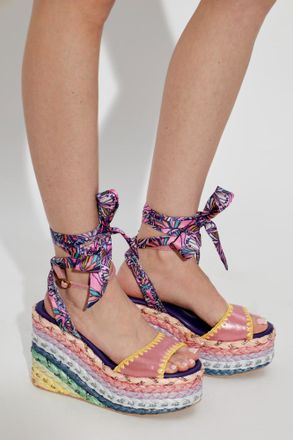 Kurt Geiger Wedge Sandals Chelsea Scarf, Womens, Multicolour