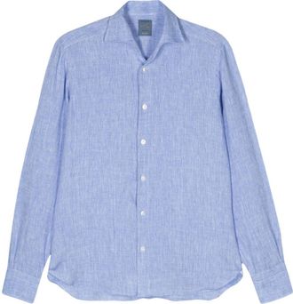 Barba long-sleeve linen shirt - men - Linen/Flax - 46 - Blue