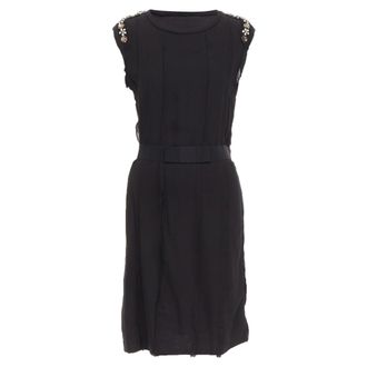 Lanvin Cotton Crystal Belted Dress