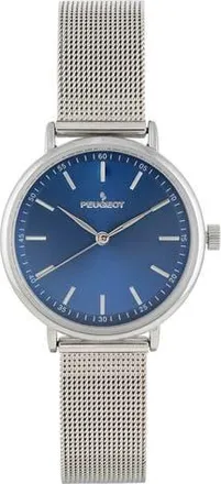 Peugeot Sleek Stainless Steel Mesh Watch- 30MM in Blue at Nordstrom