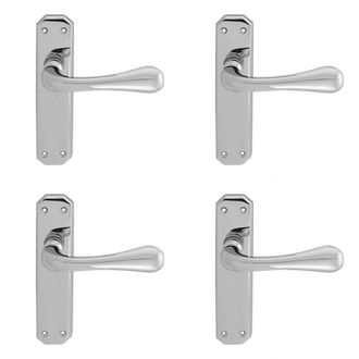 Loops 4x PAIR Heavy Duty Handle on Angular Latch Backplate 180 x 40mm Polished Chrome