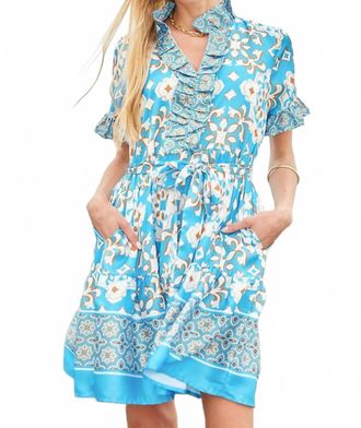 Jade Yoga Ruffle Around Dress In Kaleidoscope Border