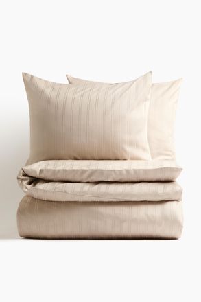 H&M Doppelbettw&auml;sche aus Baumwollsatin - Beige