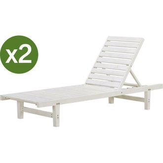 Habitat et Jardin Set di 2 lettini di legno Rawai - Bianco