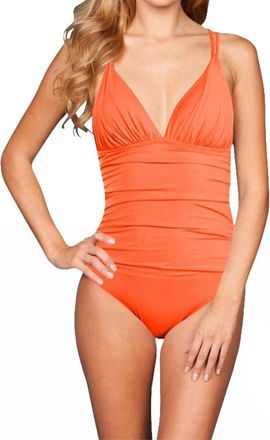 La Blanca Cross Back One Piece Swimsuit In Hot Coral