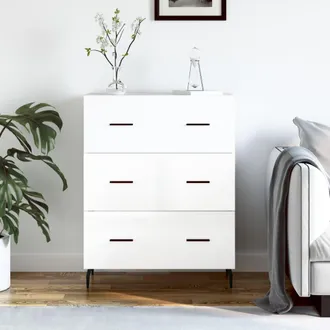 vidaXL Vidaxl - Aparador De Madera Contrachapada Blanco Brillante 69,5x34x90 Cm
