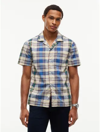 Tommy Hilfiger Mens Regular Fit Ikat Plaid Camp Shirt - Plaid Multi - XXL