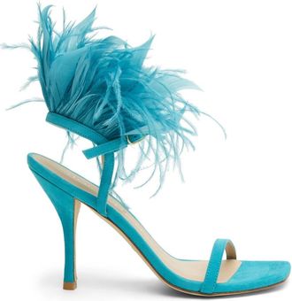 Stuart Weitzman Plume 100 Sandaal - Dames - Sandalen met hakken - Blauw - 36 EU - Su&egrave;de - Schoenen
