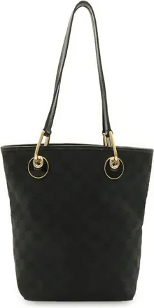 Gucci Black Gg Canvas Handbag Shoulder Bag Tote Bag (Pre-Owned)