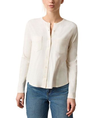 Lilla P Mandarin Collar Button Down Shirt