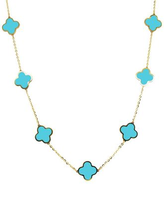 Italian Gold, Inc 14K Italian Gold Turquoise Big Clover Necklace