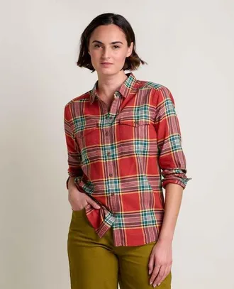 Toad & Co Re-Form Flannel Long Sleeve Shirt in Campfire Windowpane at Nordstrom, Size Small