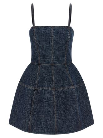 Fendi Blue Cotton Short Womens Dress