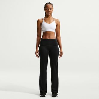 Nike Womens One Dri-FIT High-Waisted Fold-Over Pants in Black | FV7848-010