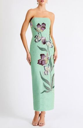 Helsi Sofia Beaded Strapless Sheath Maxi Dress in Seafoam at Nordstrom, Size Xx-Small