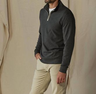 The Normal Brand Puremeso Weekend Quarterzip Sweatshirt In Charcoal
