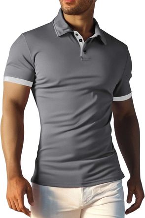 Generic Polo Shirts for Men UK Short Sleeve Classic Golf T-Shirt Casual Sport Top Summer Breathable Wicking Quick Dry Work Tops Lightweight Turn Down Collar S