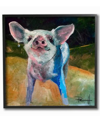 Stupell Industries Proud And Painterly Piglet With Earrings By Main Line Art & Design Framed Art