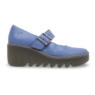 FLY London BORY564FLY Mousse Leather Womens Heels Shoes - Blue - Size:UK 5