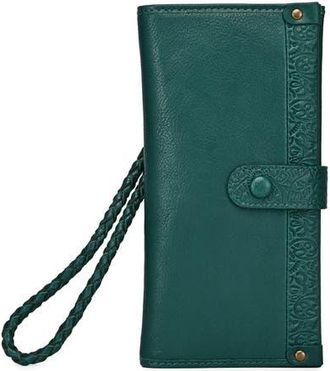 OLD TREND Iris Genuine Leather Modular RFID Wristlet Clutch in Teal at Nordstrom
