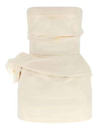 Magda Butrym lace draped flower mini dress - women - Cotton/Silk - 42 - Neutrals