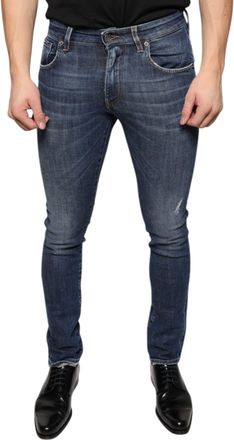 Dolce & Gabbana Mens Slim Fit Jeans Distressed Detail - Dark Blue Cotton - Size EU 44 (Mens)