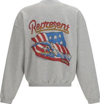 Represent Mens Beach Boys Americas Band Sweatshirt Ice Grey Marl Cotton Sweatshirts Sweater