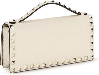 Valentino Garavani Womens Chain Wallet Rockstud Light Ivory Calf Leather & Purses