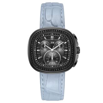 JBW Coast Leather Chronograph GMT Quartz Diamond Black Dial Mens Watch J6415E