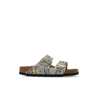 Birkenstock Arizona Rivet Logo - Dames - Sandalen - Beige - 37 EU - Leer - Schoenen