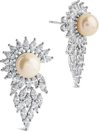 Sterling Forever 8Mm Pearl Cz Rhianna & Statement Stud Earrings