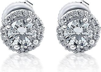 Pompeii3 1/4 Ct Halo Diamond Studs 10K White Gold