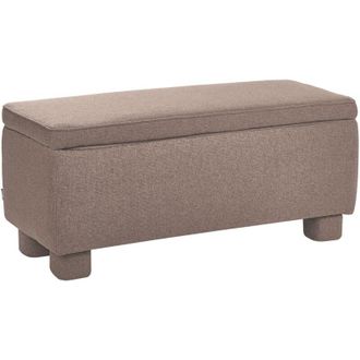 Beliani Storage Bench Taupe Fabric Easy-to-Clean Upholstery Wooden Legs Lift Up Top Hallway Modern ITHACA