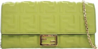 Fendi Pre-owned Fendi Zucca Embossed Nappa Baguette Continental Wallet With Chain Ladies 8M0365-AAJD-229-8210