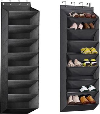 OEM Zapatero Colgante Para Puerta, Organizador De Zapatos Multifuncional Con 8 Compartimentos Profundos, Capacidad Para 16 Pares (negro, 160 X 41 X 17 Cm)
