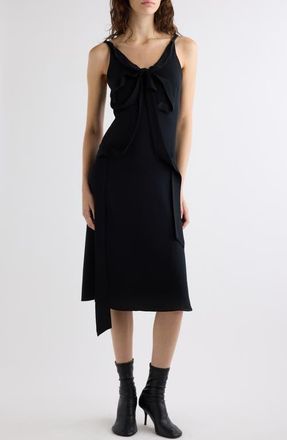 Acne Studios Dowla Bow Heavy Silk Georgette Dress in Black at Nordstrom, Size 38