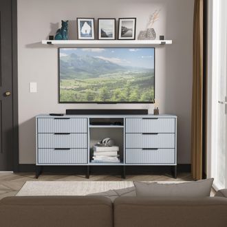 Lewis's Fluted 6 Drawer Sideboard in Denim Blue - Ready Assembled - Lewiss Home | TJ Hughes