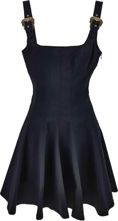 Versace Jeans Couture Short Dress In Black With Square-Neck
