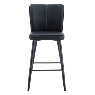 STILVORA Lote De 2 Taburetes De Bar Con Respaldo Ergon&oacute;mico Y Reposapi&eacute;s, Patas Ajustables, Metal Y Pu, Negro