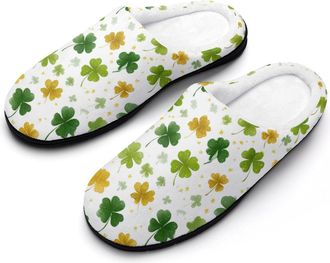 Generic Stpatricks Day Ireland Clovers Womens Slippers Winter Warm House Shoes Indoor Outdoor Hotel Slipper