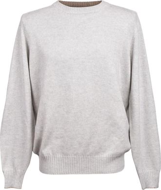 Brunello Cucinelli suede-elbow-patch wool sweater - Grey