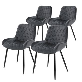 ML Design Ml-design - Set 4x Sillas De Comedor Antracita Moderno 81 Cm Asiento Tapizado De Terciopelo Transpirable Y Suave Con Patas De Metal Sill&oacute;n Con Respald