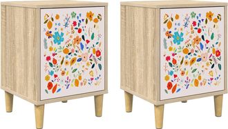 vidaXL Mesa De Noche Mainz 2 Uds. Roble Sonoma 36 X 33 X 50 Cm Vidaxl