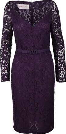 Valentino Kanten jurk met ritssluiting - Dames - Casual kleedjes - Paars - M - Katoen - Kleedjes